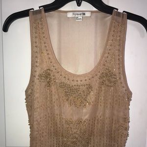Sheer beaded Shirt, color: pale/tan